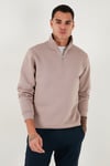 Buratti Pamuklu Regular Fit Yarım Fermuarlı Dik Yaka Erkek Sweat 59052592 GÜL