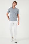 Buratti Pamuklu Regular Fit Yarım Fermuarlı 3'lü Paket Erkek Polo Yaka T Shirt 5902434S3 Ekru-Gri-Antrasit