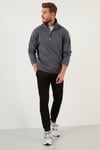 Buratti Pamuklu Regular Fit Yarım Fermuarlı Balıkçı Yaka Erkek Sweat 5905260 AÇIK HAKİ