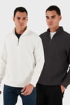 Buratti Pamuklu Regular Fit Yarım Fermuarlı Dik Yaka 2'li Paket Erkek Sweat 5905716S2 Antrasit-Ekru