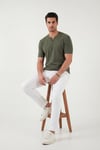 Buratti Pamuklu Regular Fit Yarım Fermuarlı Erkek T Shirt 5902653 HAKİ