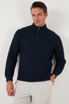 Buratti Pamuklu Regular Fit Yarım Fermuarlı Dik Yaka 2'li Paket Erkek Sweat 5905716S2 Koyu Vizon-Koyu Lacivert