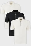 Buratti Pamuklu Regular Fit Yarım Fermuarlı 3'lü Paket Erkek Polo Yaka T Shirt 5902434S3 Siyah-Ekru-Ekru