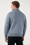 Buratti Pamuklu Regular Fit Yarım Fermuarlı Dik Yaka Erkek Sweat 59052592 KOYU GRİ
