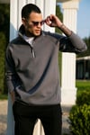 Buratti Pamuklu Regular Fit Yarım Fermuarlı Balıkçı Yaka Erkek Sweat 5905260 AÇIK HAKİ
