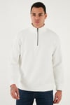 Buratti Pamuklu Regular Fit Yarım Fermuarlı Dik Yaka 2'li Paket Erkek Sweat 5905716S2 Koyu Vizon-Ekru