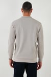 Buratti Pamuklu Regular Fit Yarım Fermuarlı Polo Yaka Erkek Sweat 5905805 TAŞ