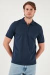Buratti Pamuklu Regular Fit Yarım Fermuarlı Erkek Polo Yaka T Shirt 5901029 İNDİGO