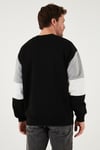 Buratti Pamuklu Relaxed Fit Bisiklet Yaka Şardonlu Renk Bloklu Erkek Sweat 5905298T SİYAH