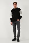 Buratti Pamuklu Relaxed Fit Bisiklet Yaka Şardonlu Renk Bloklu Erkek Sweat 5905298T SİYAH