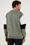 Buratti Pamuklu Relaxed Fit Bisiklet Yaka Şardonlu Renk Bloklu Erkek Sweat 5905298T HAKİ
