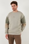 Buratti Pamuklu Relaxed Fit Bisiklet Yaka Şardonlu Renk Bloklu Erkek Sweat 5905298T TAŞ
