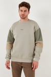Buratti Pamuklu Relaxed Fit Bisiklet Yaka Şardonlu Renk Bloklu Erkek Sweat 5905298T TAŞ