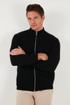 Buratti Pamuklu Relaxed Fit Dik Yaka Fermuarlı Erkek Hırka 5901075 SİYAH