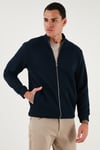 Buratti Pamuklu Relaxed Fit Dik Yaka Fermuarlı Erkek Hırka 5901075 LACİVERT