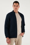 Buratti Pamuklu Relaxed Fit Dik Yaka Fermuarlı Erkek Hırka 5901075 LACİVERT