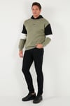 Buratti Pamuklu Relaxed Fit Kapüşonlu İçi Tüylü Yumuşak Şardonlu Erkek Sweat 5905299 HAKİ