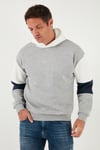 Buratti Pamuklu Relaxed Fit Kapüşonlu İçi Tüylü Yumuşak Şardonlu Erkek Sweat 5905299 GRİ MELANJ