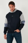 Buratti Pamuklu Relaxed Fit Kapüşonlu İçi Tüylü Yumuşak Şardonlu Erkek Sweat 5905299 KOYU LACİVERT