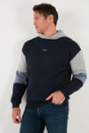 Buratti Pamuklu Relaxed Fit Kapüşonlu İçi Tüylü Yumuşak Şardonlu Erkek Sweat 5905299 KOYU LACİVERT