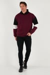 Buratti Pamuklu Relaxed Fit Kapüşonlu İçi Tüylü Yumuşak Şardonlu Erkek Sweat 5905299 VİŞNE