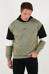Buratti Pamuklu Relaxed Fit Kapüşonlu İçi Tüylü Yumuşak Şardonlu Erkek Sweat 5905299 HAKİ