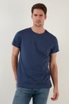 Buratti Pamuklu Slim Fit Bisiklet Yaka Erkek T Shirt 541TACTICAL AÇIK LACİVERT