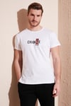 Buratti Pamuklu Slim Fit Bisiklet Yaka Baskılı 3'lü Paket Erkek T Shirt 541S31 Siyah-Beyaz-Beyaz