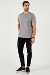 Buratti Pamuklu Slim Fit Bisiklet Yaka Baskılı 3'lü Paket Erkek T Shirt 541S31 Açık Gri-Beyaz-Lacivert