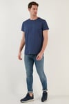 Buratti Pamuklu Slim Fit Bisiklet Yaka Erkek T Shirt 541TACTICAL AÇIK LACİVERT