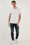 Buratti Pamuklu Slim Fit Bisiklet Yaka Erkek T Shirt 541TACTICAL BEYAZ