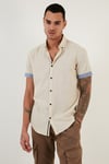 Buratti Pamuklu Slim Fit Düğmeli Yaka Kısa Kollu Erkek Gömlek CF21S112546 TAŞ