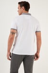 Buratti Pamuklu Slim Fit Erkek Polo Yaka T Shirt 646R4560 BEYAZ-ANTRASİT