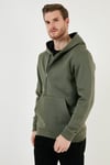 Buratti Pamuklu Slim Fit Kanguru Cepli Fermuar Detaylı Kapüşon Yaka Erkek Sweat 575707 HAKİ