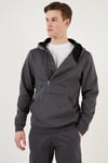 Buratti Pamuklu Slim Fit Kanguru Cepli Fermuar Detaylı Kapüşon Yaka Erkek Sweat 575707 ANTRASİT