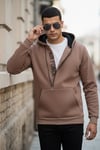 Buratti Pamuklu Slim Fit Kanguru Cepli Fermuar Detaylı Kapüşon Yaka Erkek Sweat 575707 SÜTLÜ KAHVE