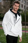 Buratti Pamuklu Slim Fit Kanguru Cepli Fermuar Detaylı Kapüşon Yaka Erkek Sweat 575707 EKRU