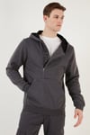 Buratti Pamuklu Slim Fit Kanguru Cepli Fermuar Detaylı Kapüşon Yaka Erkek Sweat 575707 ANTRASİT