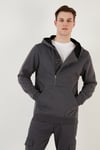 Buratti Pamuklu Slim Fit Kanguru Cepli Fermuar Detaylı Kapüşon Yaka Erkek Sweat 575707 ANTRASİT