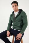 Buratti Pamuklu Slim Fit Kanguru Cepli Fermuar Detaylı Kapüşon Yaka Erkek Sweat 575707 NEFTİ