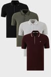 Buratti Pamuklu Slim Fit Şerit Detaylı Düğmeli Polo Yaka 4'lü Paket Erkek T Shirt 5902118S4 SİYAH-GRİ MELANJ-HAKİ-VişneBeyaz
