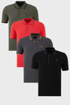 Buratti Pamuklu Slim Fit Şerit Detaylı Düğmeli Polo Yaka 4'lü Paket Erkek T Shirt 5902118S4 Siyah-Kırmızı-Antrasit-Haki
