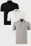 Buratti Pamuklu Slim Fit Şerit Detaylı Düğmeli Polo Yaka 3'lü Paket Erkek T Shirt 5902118S3 Taş-Beyaz-Siyah