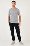 Buratti Pamuklu Slim Fit V Yaka Basic Erkek T Shirt 5412001 AÇIK MELANJ