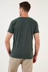 Buratti Pamuklu Slim Fit V Yaka Basic Erkek T Shirt 5412001 Haki Melanj