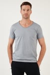 Buratti Pamuklu Slim Fit V Yaka Basic Erkek T Shirt 5412001 AÇIK MELANJ