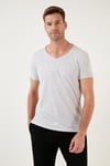 Buratti Pamuklu Slim Fit V Yaka Basic Erkek T Shirt 5412001 AÇIK GRİ