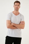 Buratti Pamuklu Slim Fit V Yaka Basic Erkek T Shirt 5412001 AÇIK GRİ