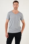 Buratti Pamuklu Slim Fit V Yaka Basic Erkek T Shirt 5412001 AÇIK MELANJ