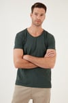 Buratti Pamuklu Slim Fit V Yaka Basic Erkek T Shirt 5412001 Haki Melanj